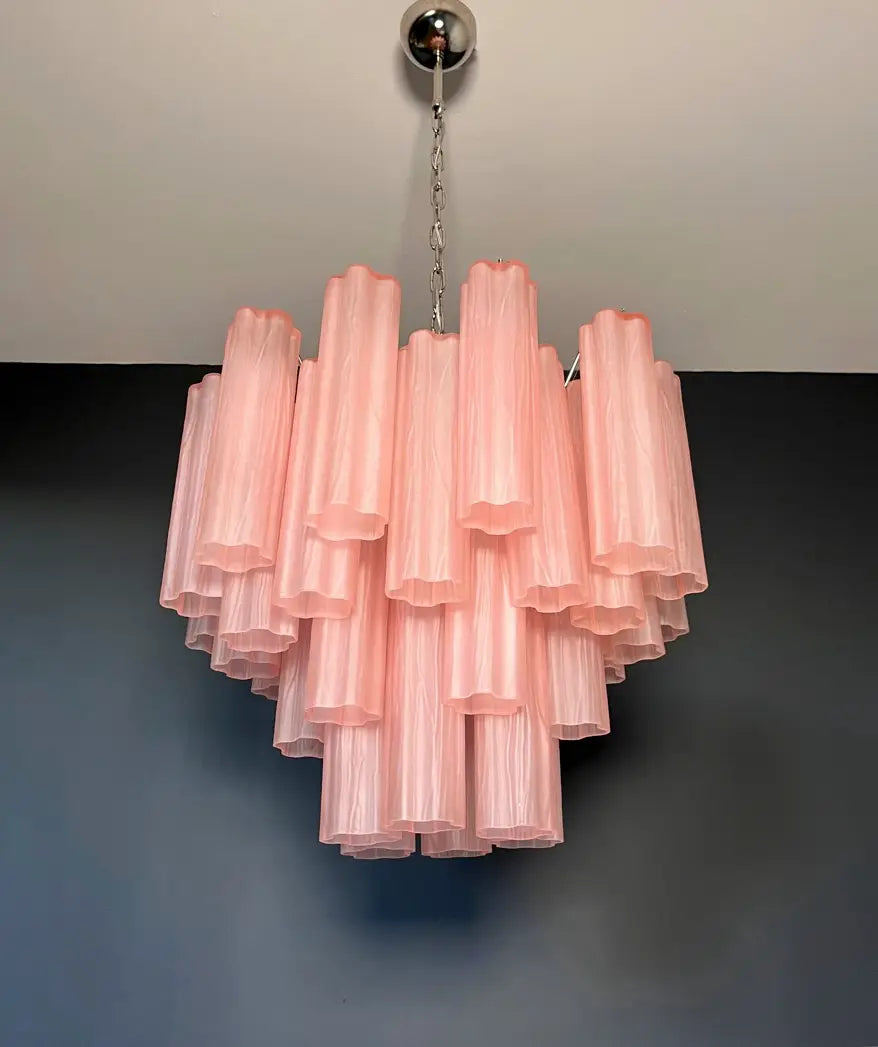 Murano Lysekrone – 36 Rosa Matte Glassrør – detalj 5 – Murano Classics