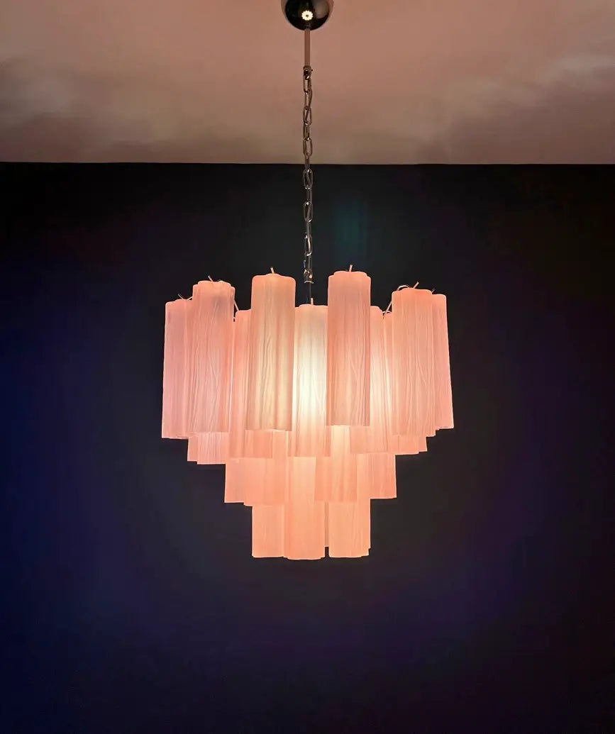 Murano Lysekrone – 36 Rosa Matte Glassrør – detalj 7 – Murano Classics