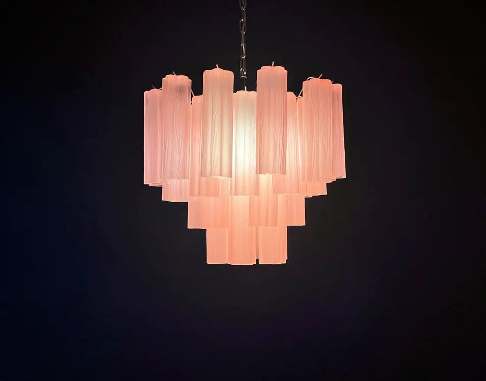 Murano Lysekrone – 36 Rosa Matte Glassrør – detalj 6 – Murano Classics