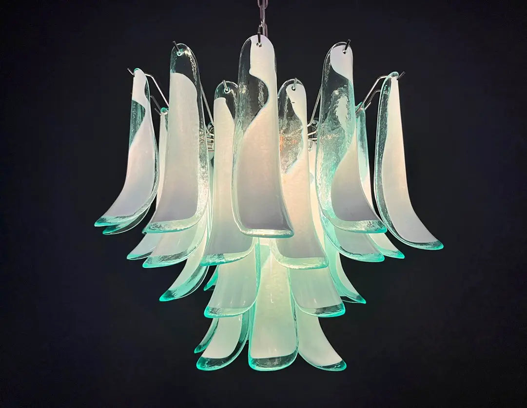 Murano Lysekrone – 36 Turkise Konglebladglass – detalj 9 – Murano Classics