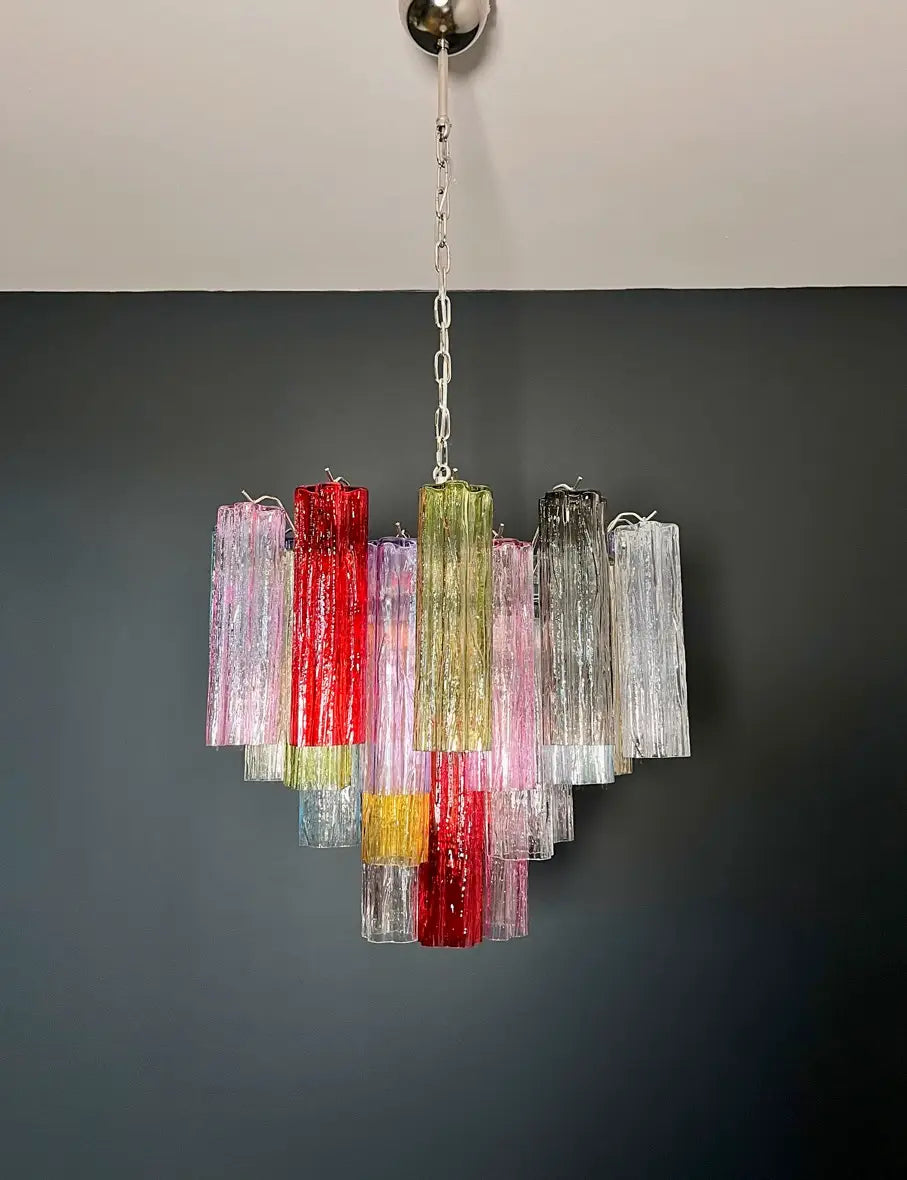 Murano Lysekrone – 36 Multifarget Glassrør – detalj 10 – Murano Classics