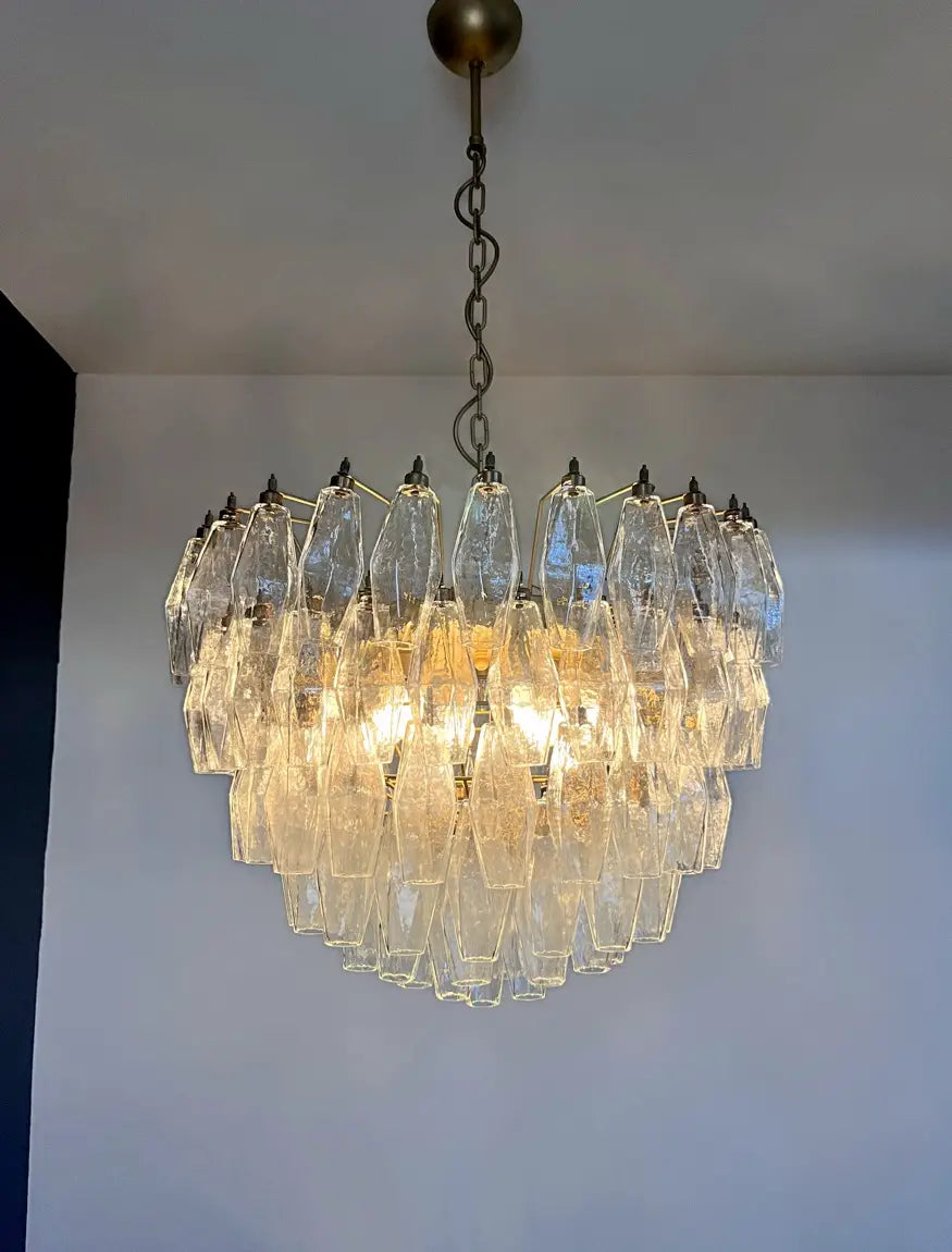 Murano Lysekrone – 111 Klare Poliedriglass – detalj 6 – Murano Classics