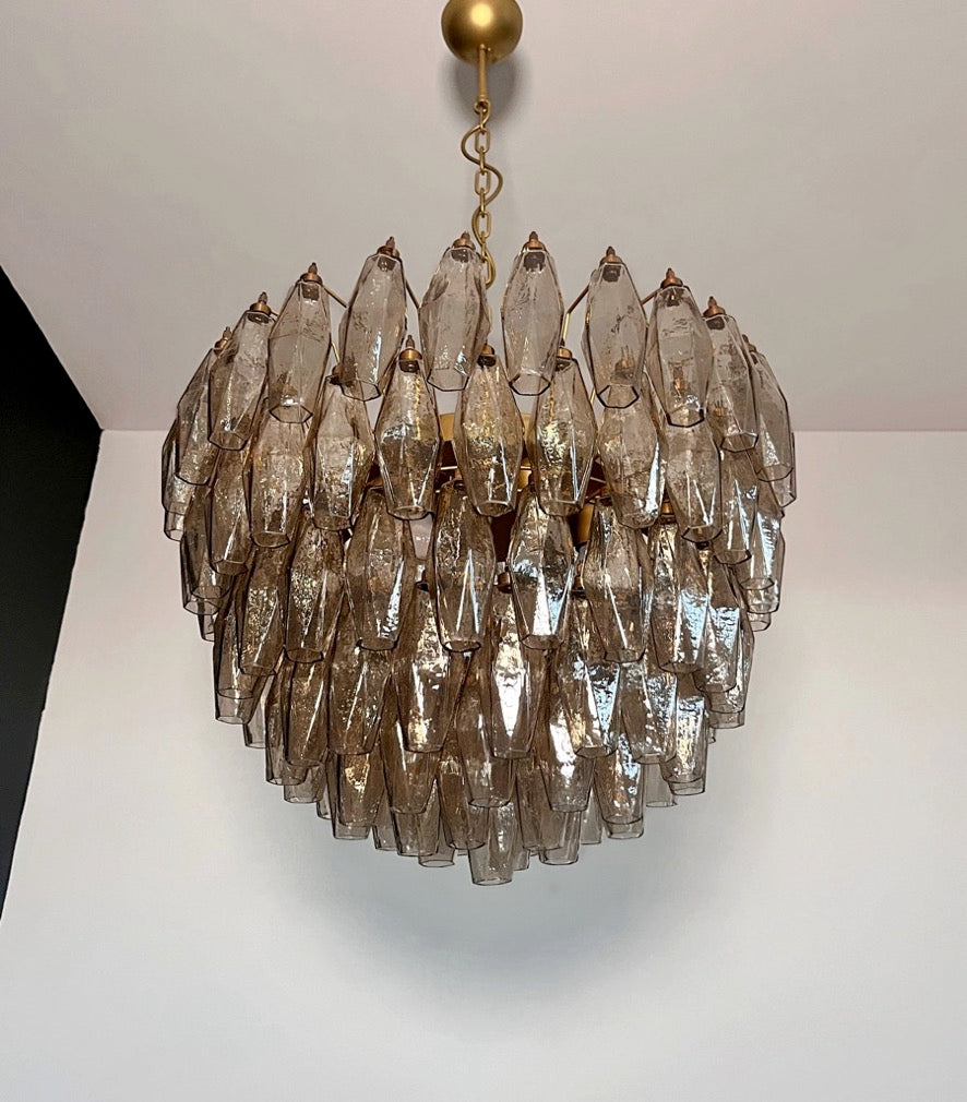 Murano Lysekrone – 111 Røykfargede Poliedriglass – detalj 9 – Murano Classics