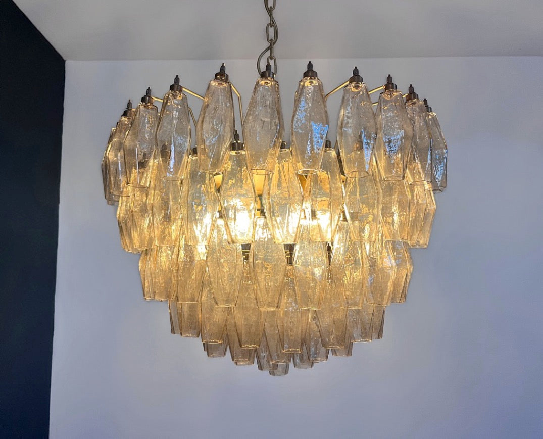 Murano Lysekrone – 111 Røykfargede Poliedriglass – detalj 4 – Murano Classics