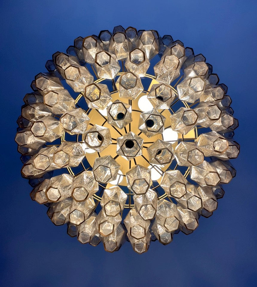 Murano Lysekrone – 111 Røykfargede Poliedriglass – detalj 1 – Murano Classics