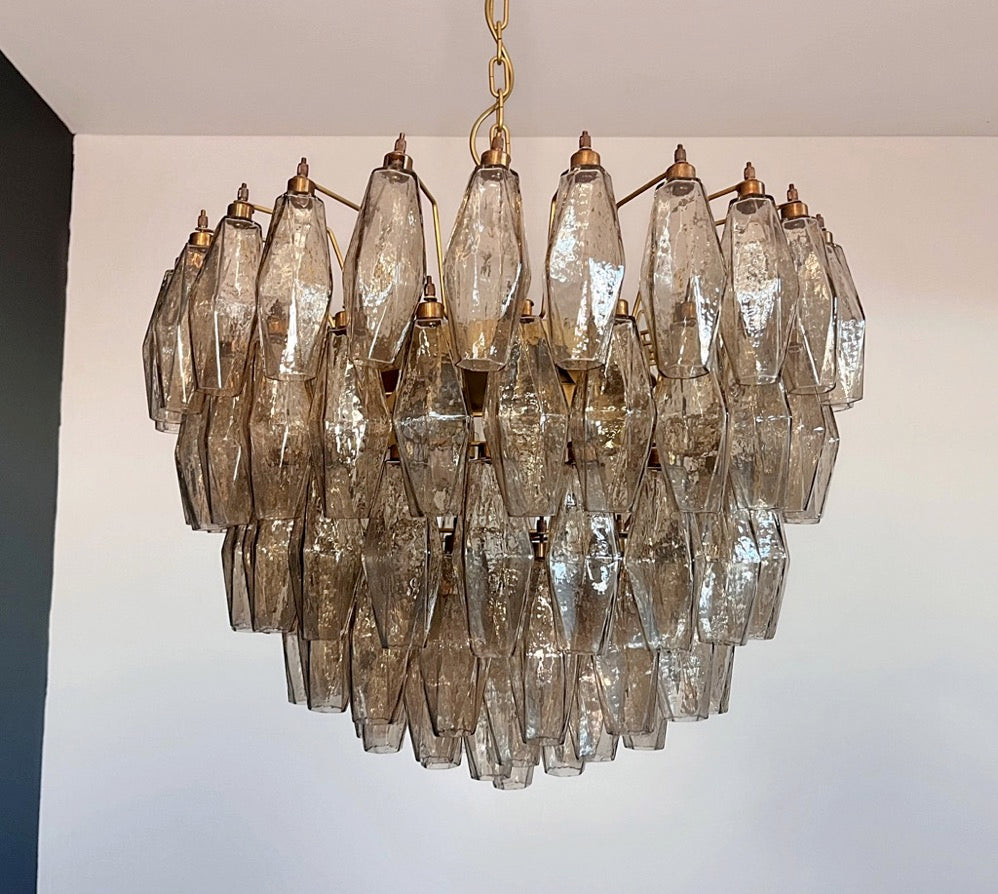 Murano Lysekrone – 111 Røykfargede Poliedriglass – detalj 10 – Murano Classics