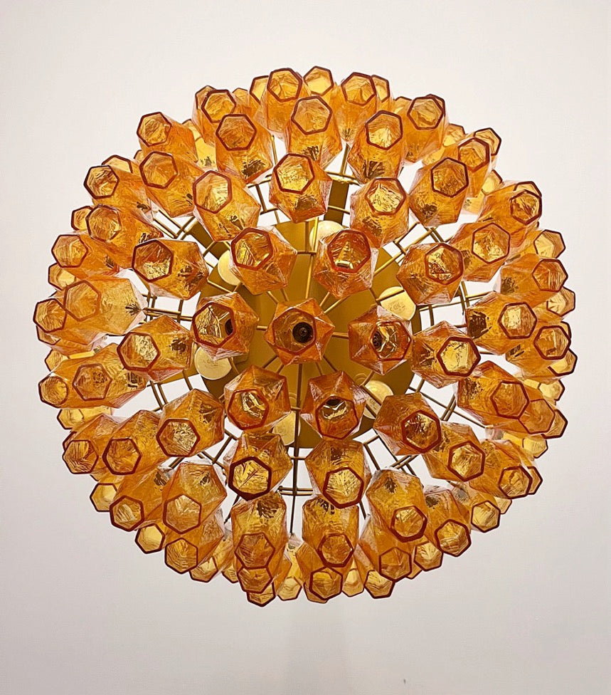 Murano Lysekrone – 111 Gule Poliedriglass – detalj 1 – Murano Classics
