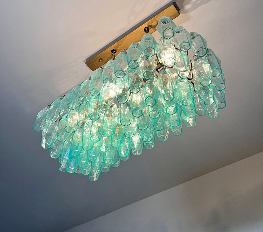 Murano Lysekrone – 84 Turkise Poliedriglass – detalj 5 – Murano Classics