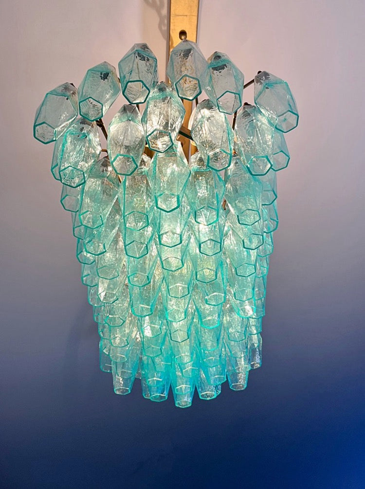 Murano Lysekrone – 84 Turkise Poliedriglass – detalj 3 – Murano Classics