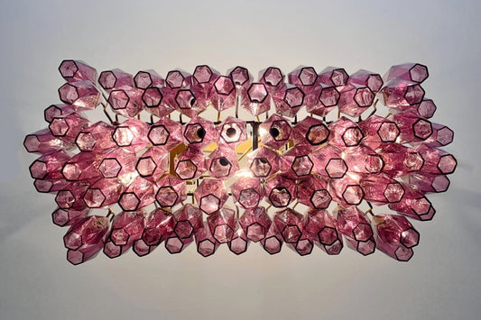 Murano Lysekrone | Gull Ametystfargede Poliedriglass