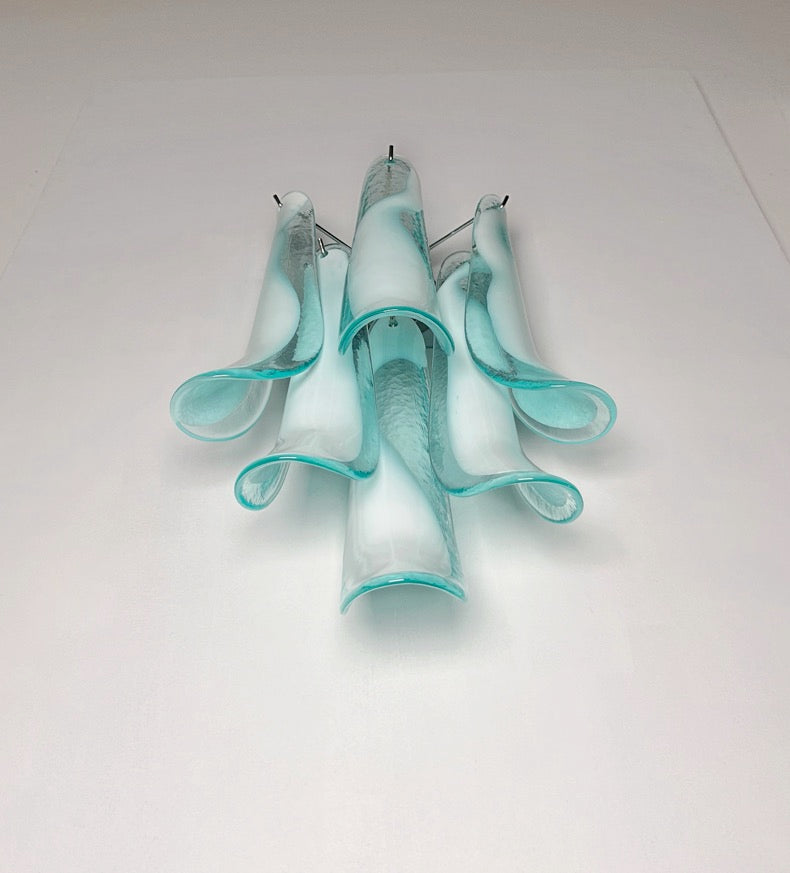 Murano Vegglampe – 6 Turkise Lattimo Konglebladglass – 2 stk – detalj 10 – Murano Classics