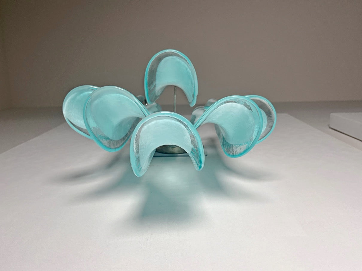 Murano Vegglampe – 6 Turkise Lattimo Konglebladglass – 2 stk – detalj 9 – Murano Classics