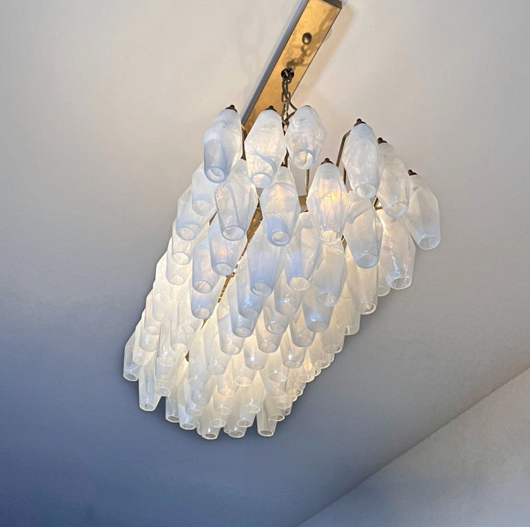 Murano Lysekrone – 84 Hvite Alabaster Poliedriglass – detalj 4 – Murano Classics