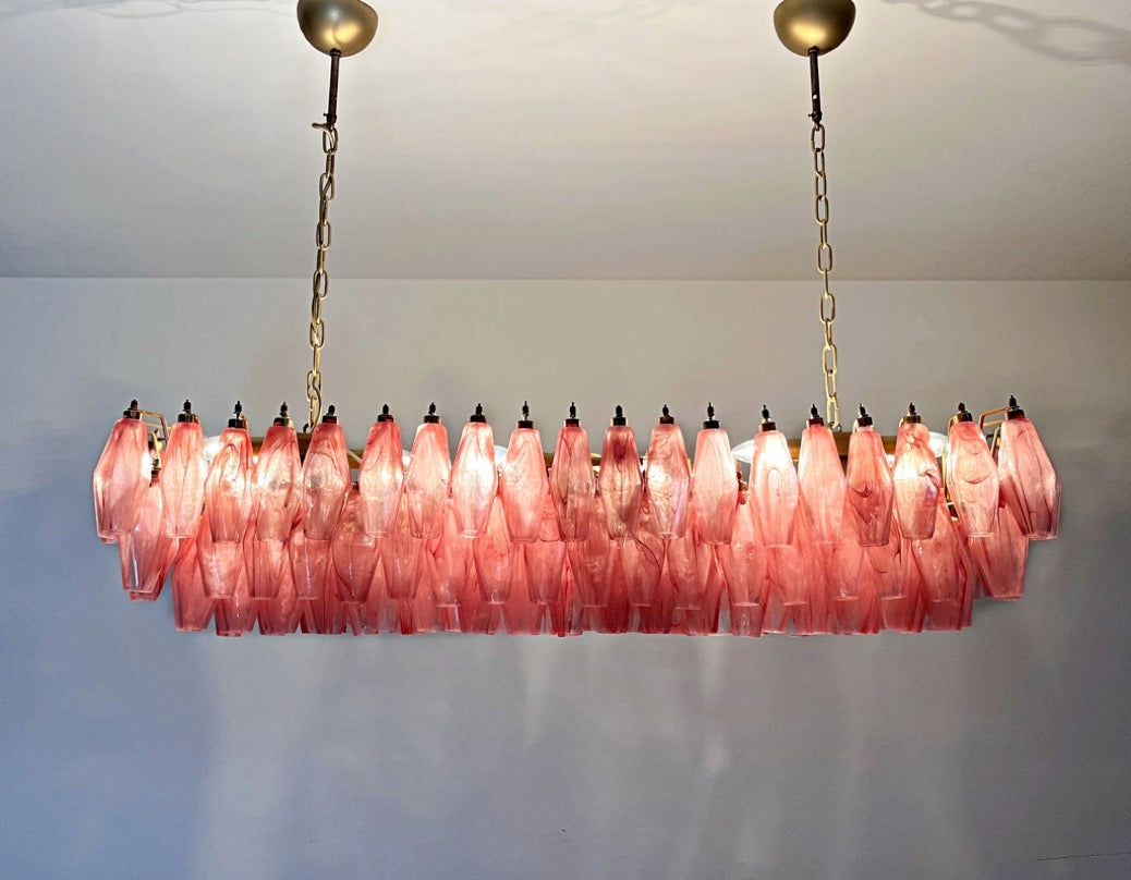 Murano Lysekrone – 138 Rosa Hvite Alabaster Poliedriglass – detalj 8 – Murano Classics