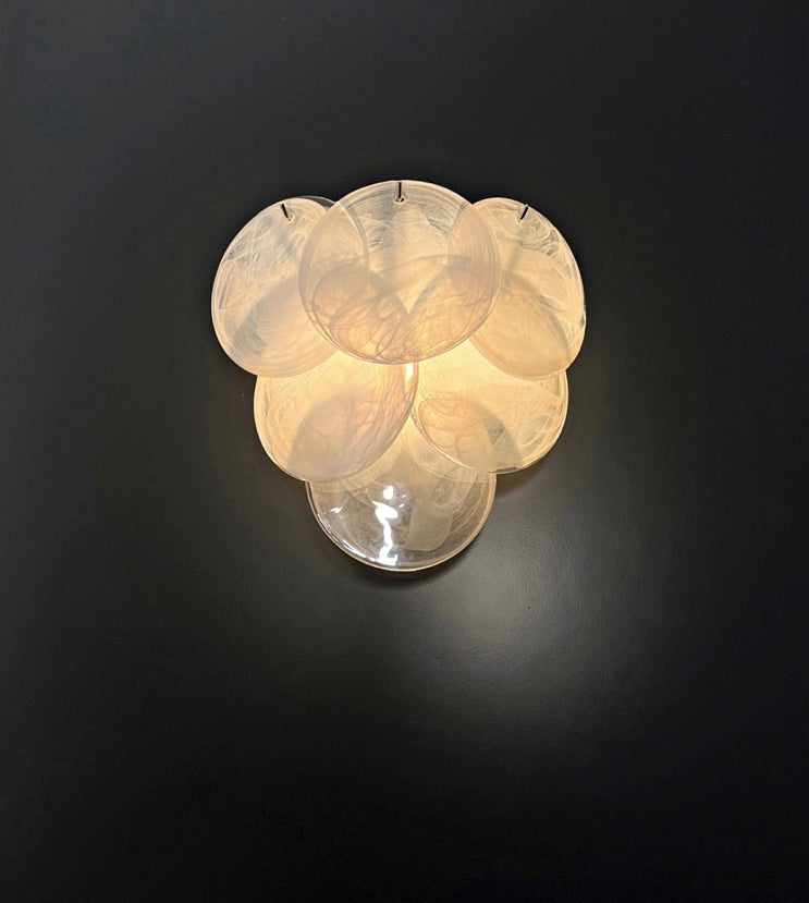Murano Vegglampe – 6 Alabaster hvit Hvite Alabaster Diskglass – 2 stk – detalj 5 – Murano Classics