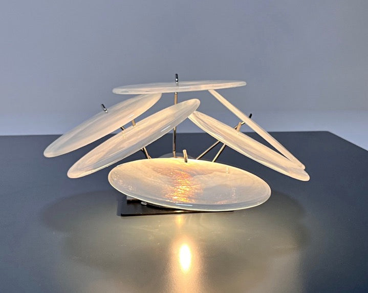 Murano Vegglampe – 6 Alabaster hvit Hvite Alabaster Diskglass – 2 stk – detalj 1 – Murano Classics