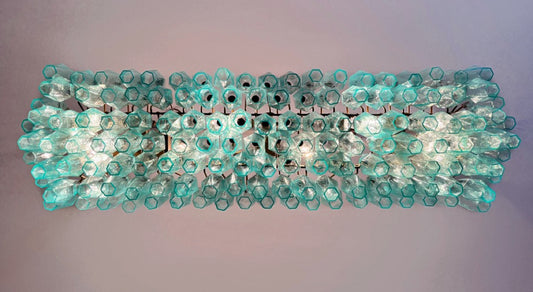 Murano Lysekrone | 140 Gull Turkise Poliedriglass