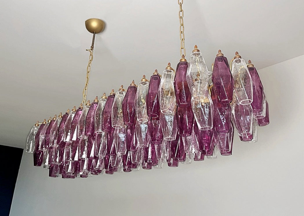 Murano Lysekrone – 138 Klare Lilla Poliedriglass – detalj 10 – Murano Classics