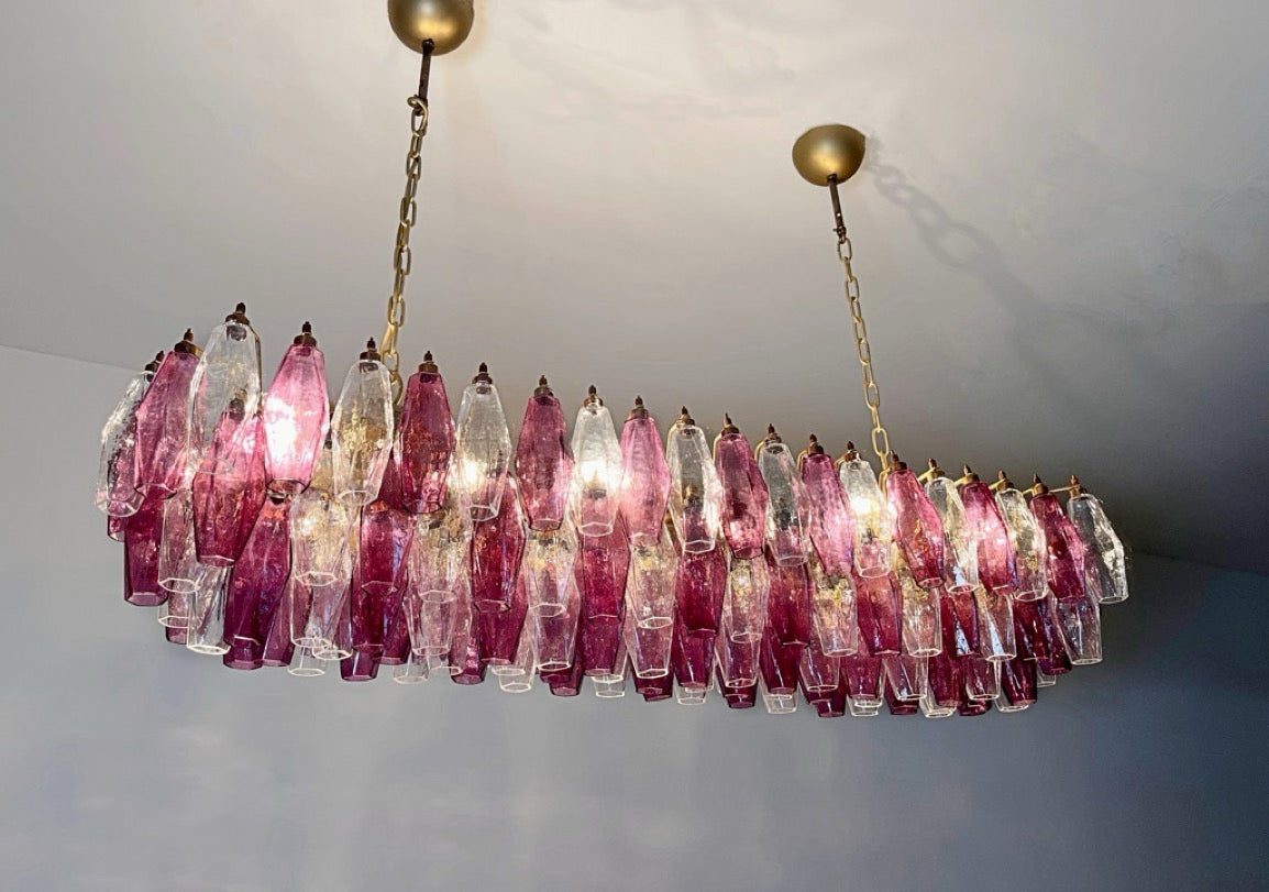 Murano Lysekrone – 138 Klare Lilla Poliedriglass – detalj 4 – Murano Classics