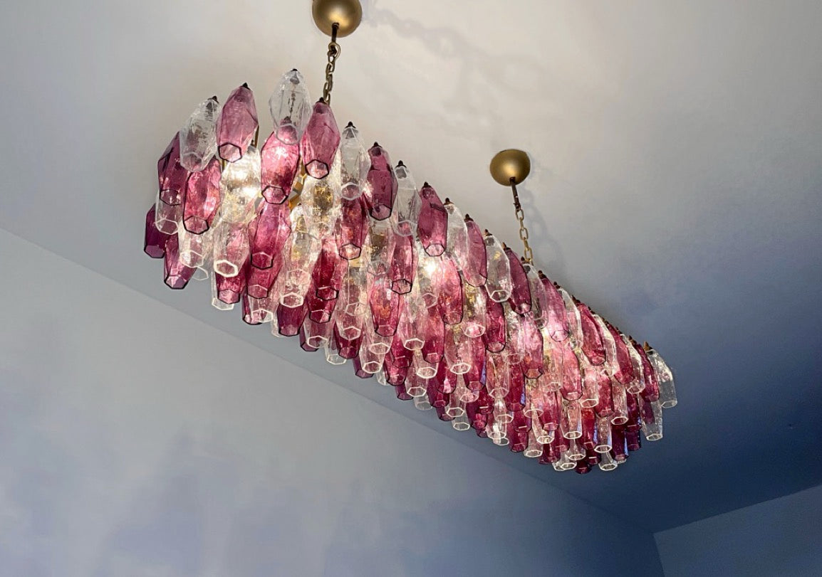 Murano Lysekrone – 138 Klare Lilla Poliedriglass – detalj 3 – Murano Classics