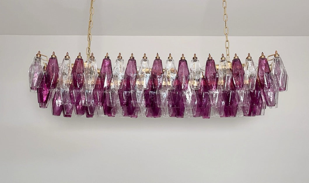 Murano Lysekrone – 138 Klare Lilla Poliedriglass – Murano Classics
