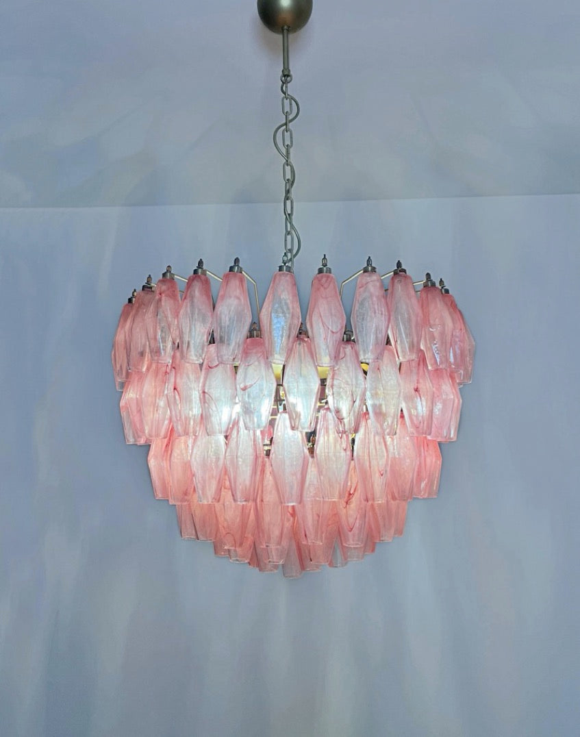 Murano Lysekrone – 111 Rosa Alabaster Poliedriglass – detalj 7 – Murano Classics