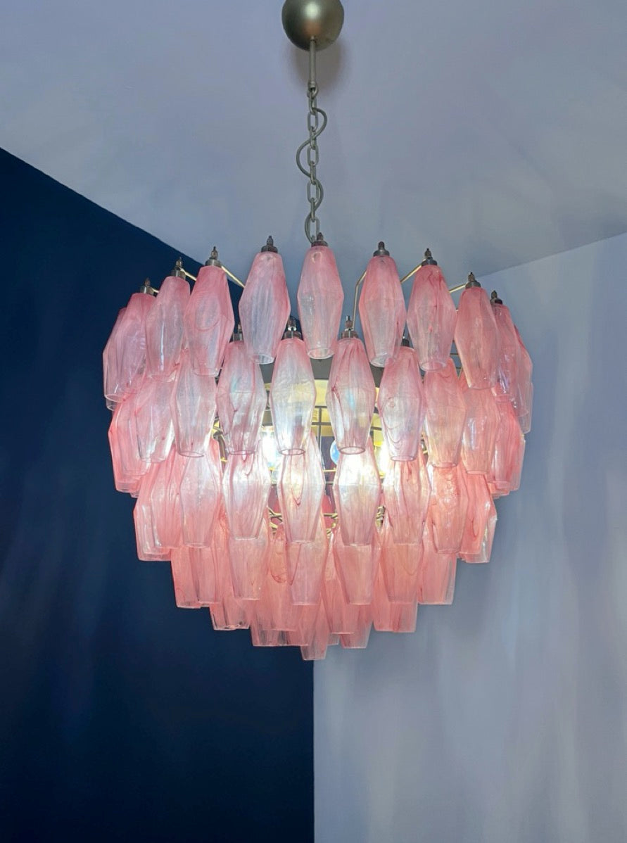 Murano Lysekrone – 111 Rosa Alabaster Poliedriglass – detalj 4 – Murano Classics