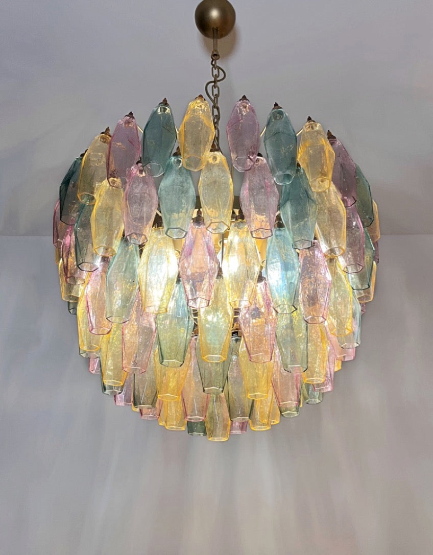 Murano Lysekrone – 111 Multifarget Poliedriglass – detalj 4 – Murano Classics