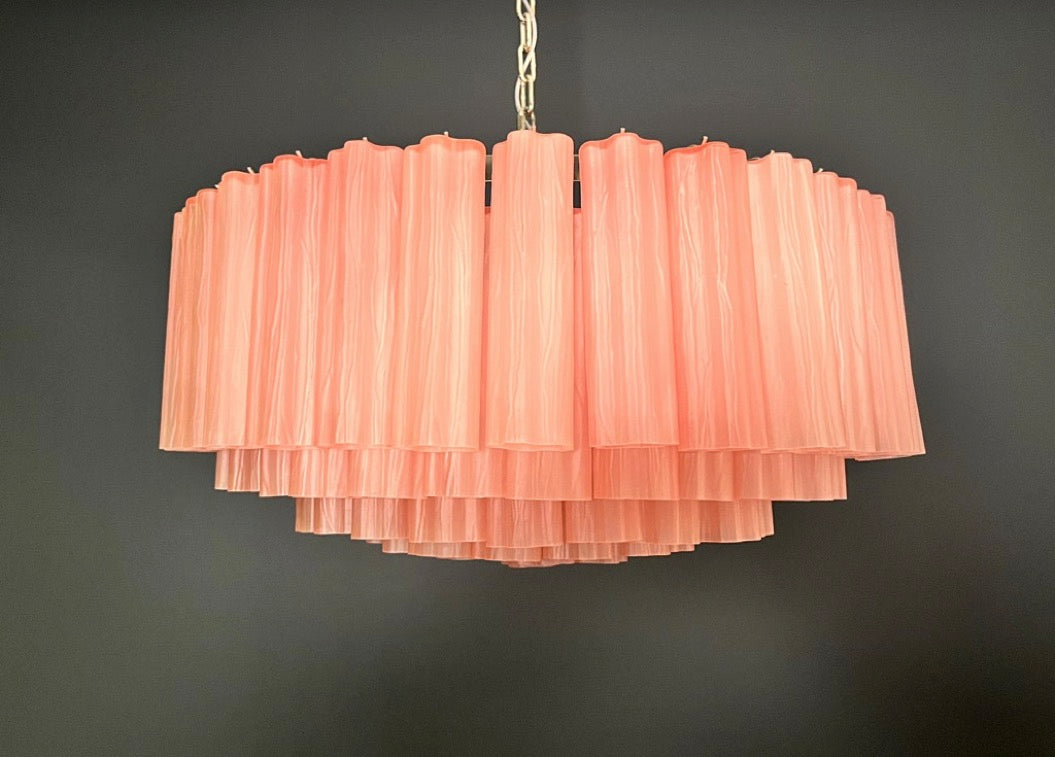 Murano Lysekrone – 101 Rosa Matte Glassrør – detalj 11 – Murano Classics