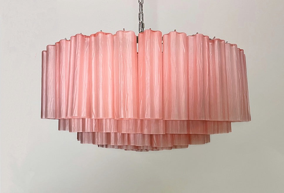 Murano Lysekrone – 101 Rosa Matte Glassrør – detalj 7 – Murano Classics