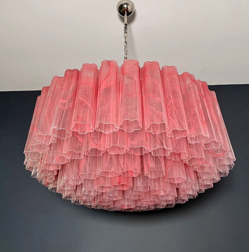 Murano Lysekrone – 101 Rosa Alabaster Glassrør – detalj 1 – Murano Classics