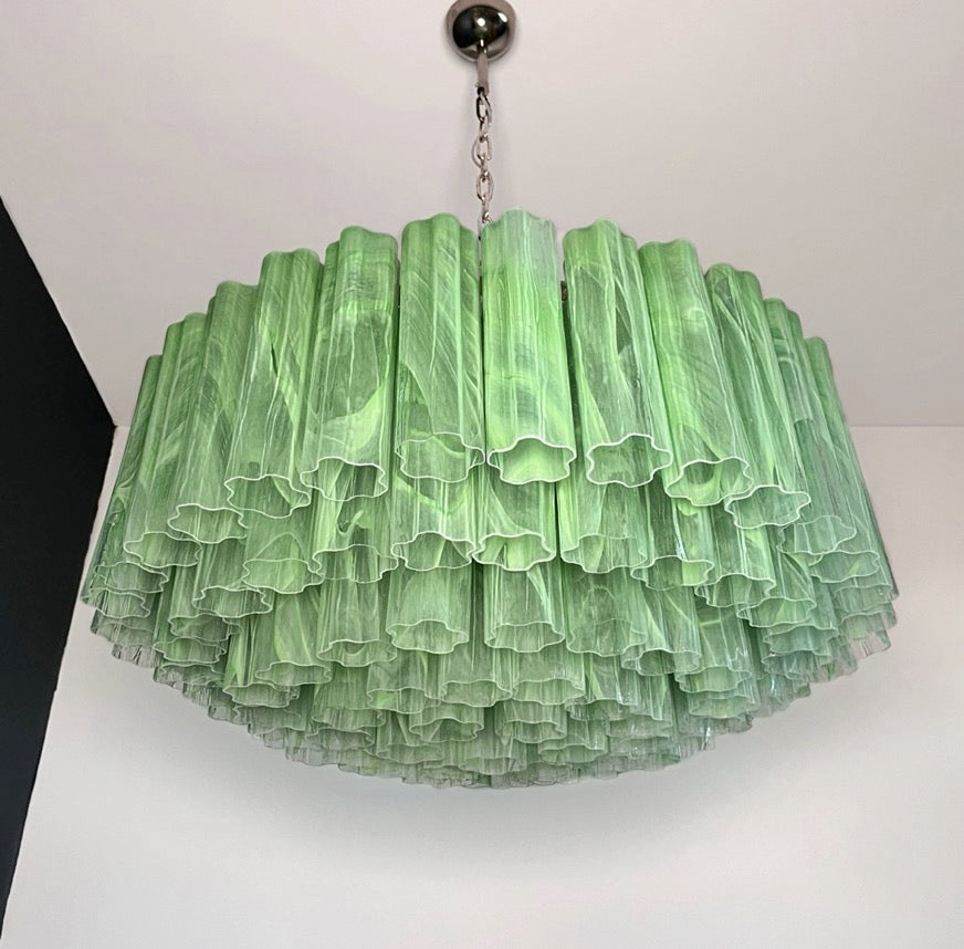 Murano Lysekrone – 101 Grønne Alabaster Glassrør – detalj 8 – Murano Classics