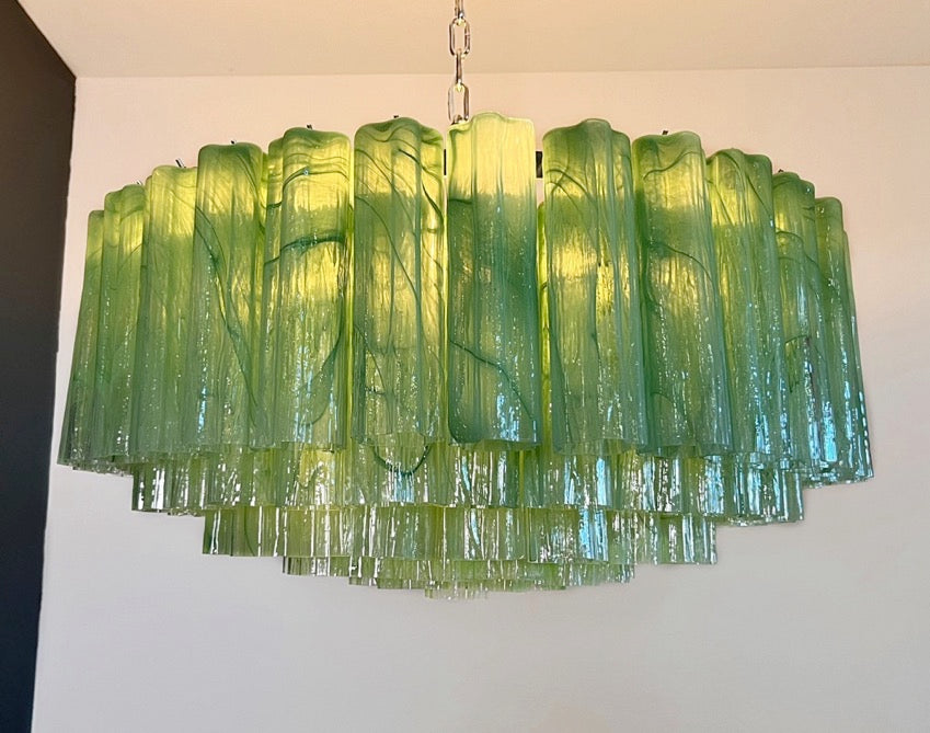 Murano Lysekrone – 101 Grønne Alabaster Glassrør – detalj 3 – Murano Classics