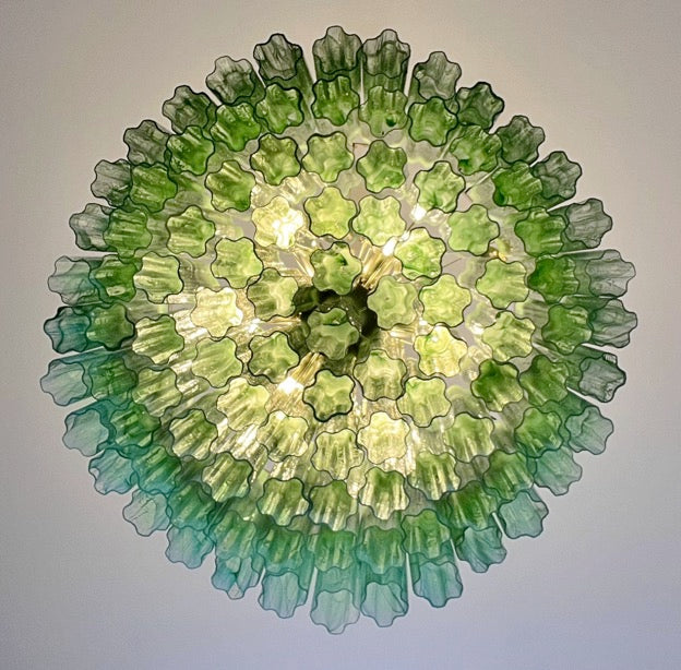 Murano Lysekrone – 101 Grønne Alabaster Glassrør – detalj 1 – Murano Classics
