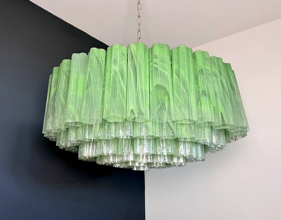 Murano Lysekrone – 101 Grønne Alabaster Glassrør – detalj 10 – Murano Classics