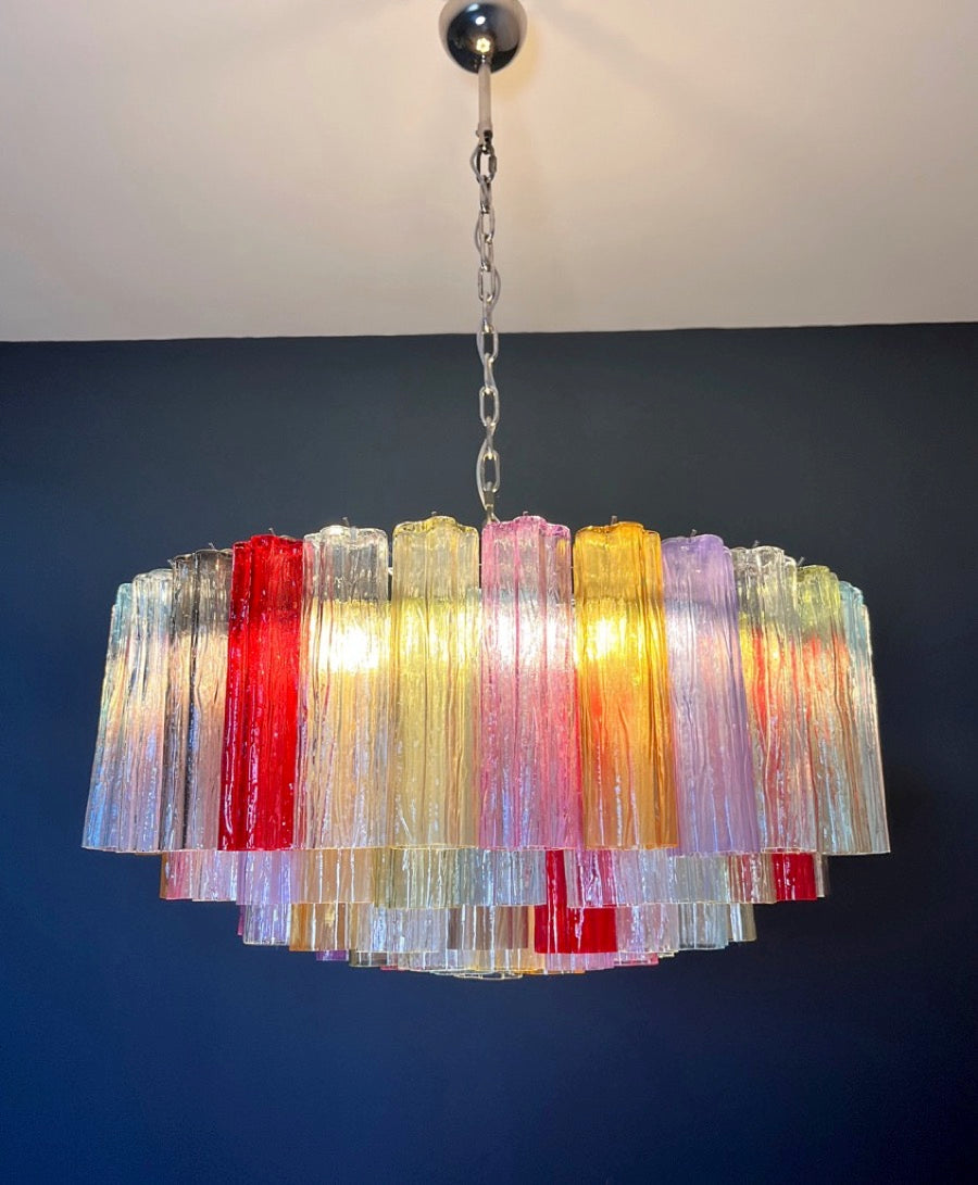 Murano Lysekrone – 101 Multifarget Glassrør – detalj 5 – Murano Classics