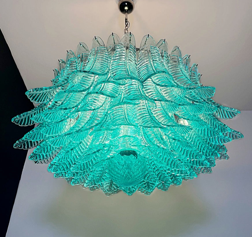 Murano Lysekrone – 100 Turkise Felciglass – detalj 2 – Murano Classics