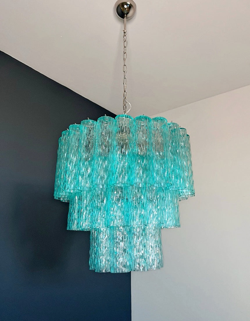 Murano Lysekrone – 52 Turkise Glassrør – detalj 7 – Murano Classics