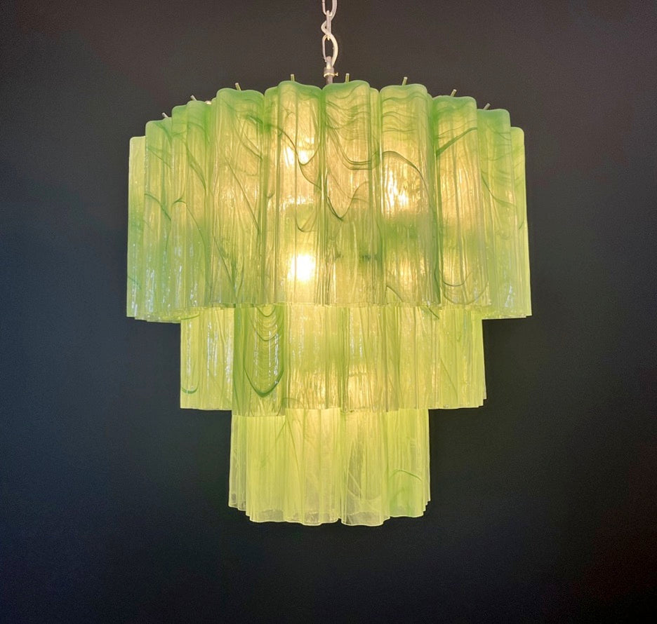Murano Lysekrone – 52 Grønne Alabaster Glassrør – detalj 6 – Murano Classics