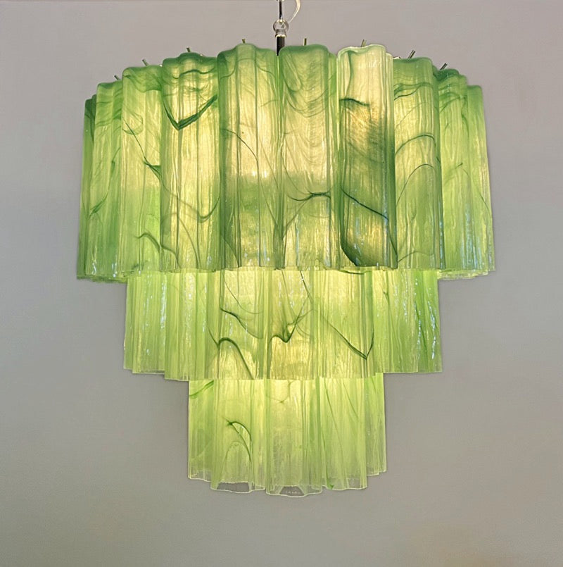Murano Lysekrone – 52 Grønne Alabaster Glassrør – detalj 3 – Murano Classics