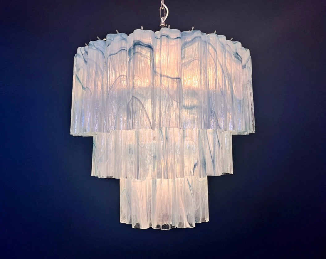 Murano Lysekrone – 52 Blå Alabaster Glassrør – detalj 6 – Murano Classics