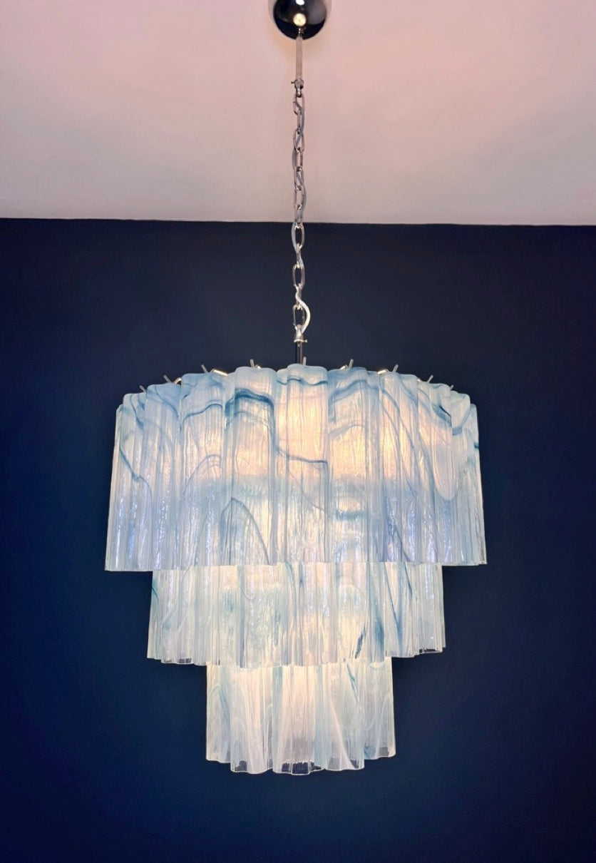 Murano Lysekrone – 52 Blå Alabaster Glassrør – detalj 5 – Murano Classics