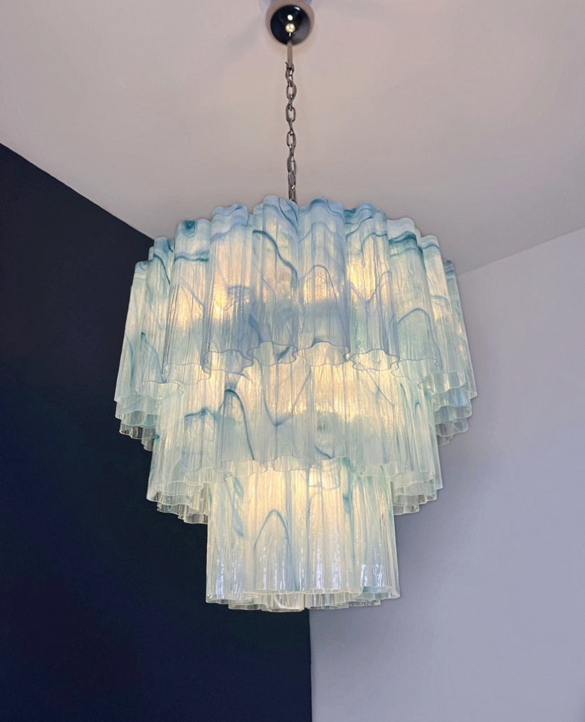 Murano Lysekrone – 52 Blå Alabaster Glassrør – detalj 4 – Murano Classics