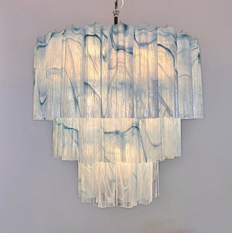 Murano Lysekrone – 52 Blå Alabaster Glassrør – detalj 3 – Murano Classics