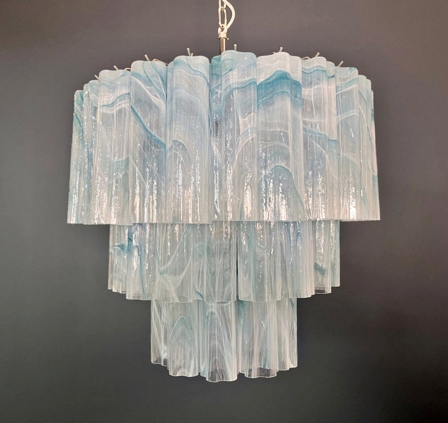 Murano Lysekrone – 52 Blå Alabaster Glassrør – detalj 10 – Murano Classics