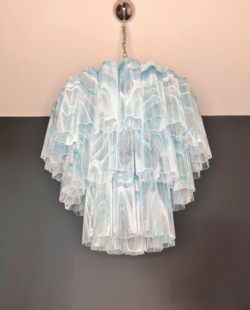 Murano Lysekrone – 52 Blå Alabaster Glassrør – detalj 8 – Murano Classics