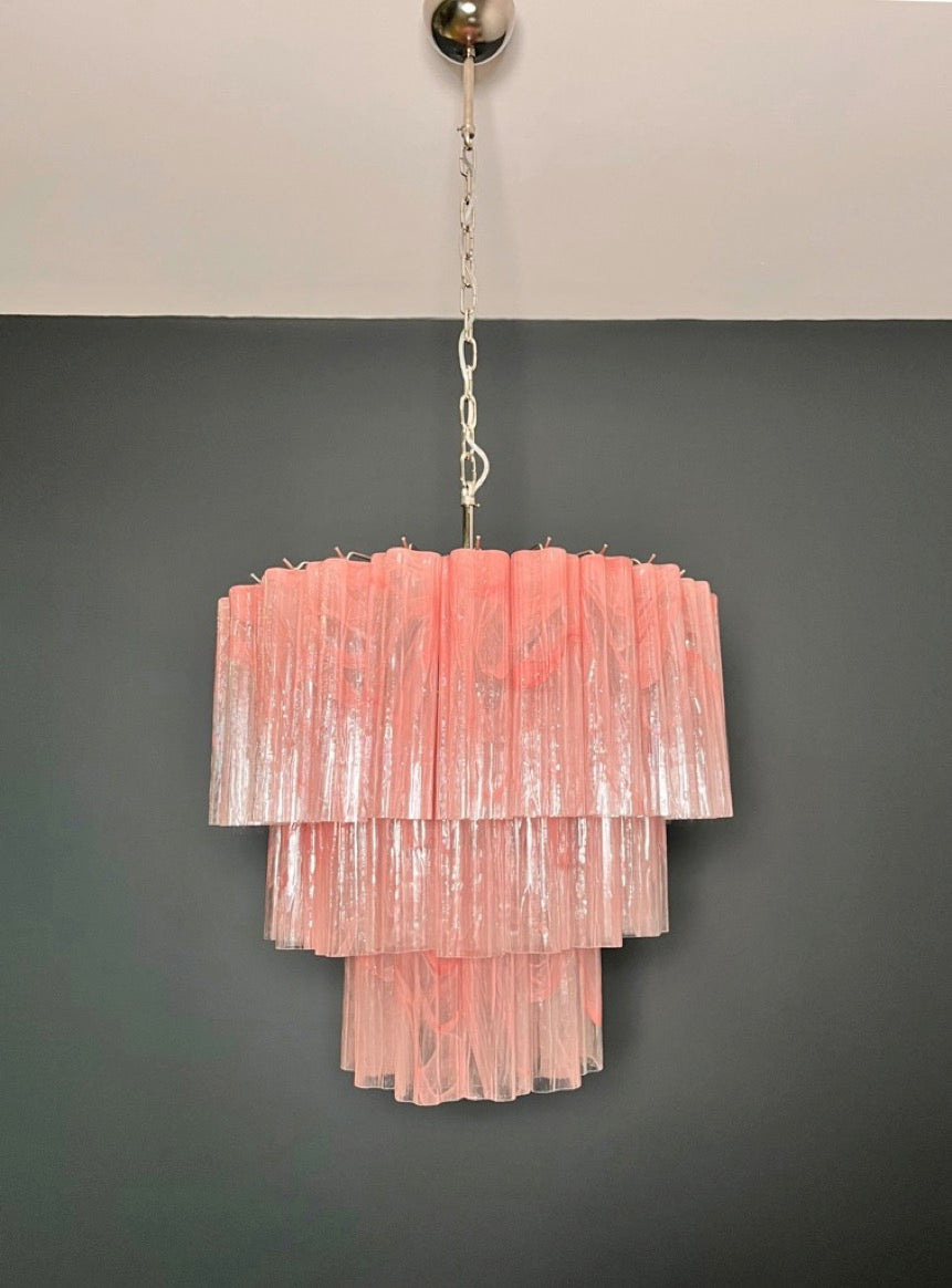 Murano Lysekrone – 52 Rosa Alabaster Glassrør – detalj 2 – Murano Classics