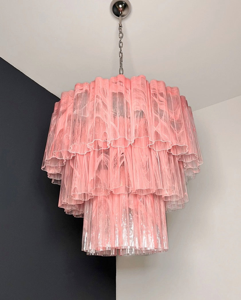 Murano Lysekrone – 52 Rosa Alabaster Glassrør – detalj 3 – Murano Classics