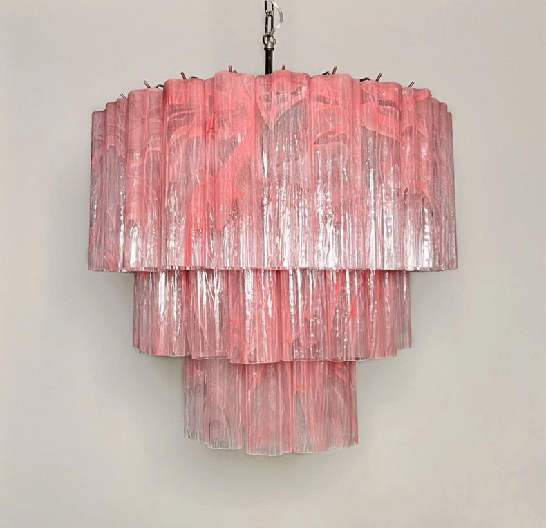 Murano Lysekrone – 52 Rosa Alabaster Glassrør – Murano Classics