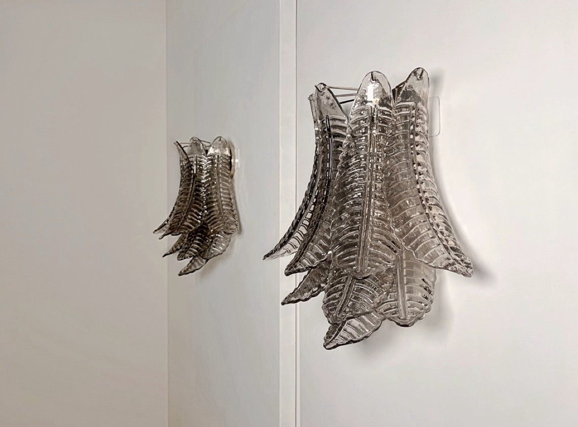 Murano Vegglampe | 10 Røykfargede Felciglass | 1 par